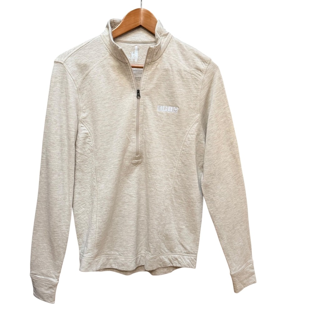 Johnnie-O Womens Kennedy Half Zip Pullover Oatmeal Outdoor Activewear Casual M‎